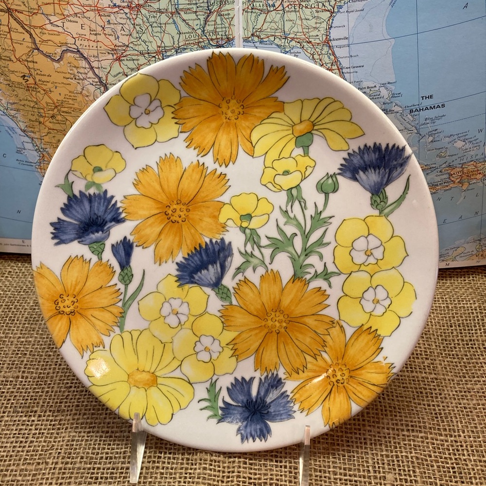Ernestine Cannon Salerno Italy 2 Salad Plates. MCM. Daisy pattern - Picture 3 of 7